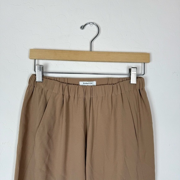 Aritzia Babaton Dexter Pant Starboard Tan Trouser Business Casual Elastic Waist - Picture 9 of 10